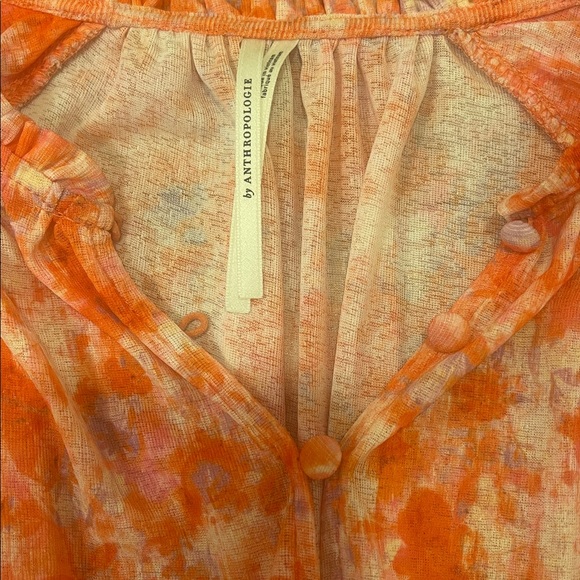 Anthropologie Coral Floral Blouse size S - Picture 5 of 7